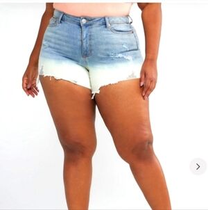 Fashion to figure 18 Mid Rise Dip Dye Cutoff Shorts